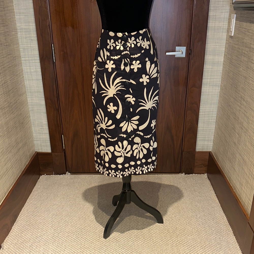 Corey Lynn Calter Black and Cream Floral Pencil Skirt